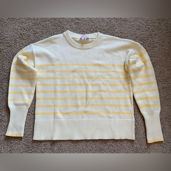 Philosophy Republic Clothing Butter Yellow Striped Crewneck Long Sleeve Sweater - Picture 3 of 7